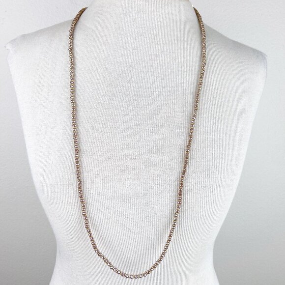 Rose Pink & Gold Beaded Long Necklace 18" - Picture 2 of 8